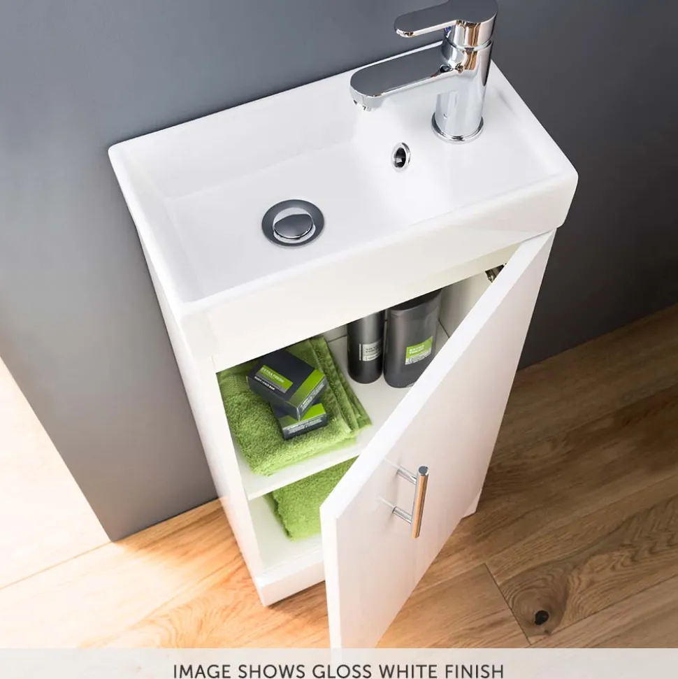 Minnie 400mm Floorstanding Cloakroom Vanity Unit & Basin - Gloss Grey