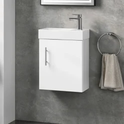 Minnie 400mm Wall Mounted Cloakroom Vanity Unit & Basin - Gloss White