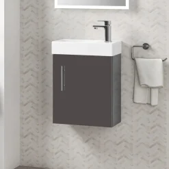 Minnie 400mm Wall Mounted Cloakroom Vanity Unit & Basin - Gloss Grey