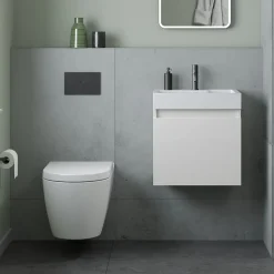 Minnie 500mm Wall Mounted 1 Door Vanity Unit & Polymarble Basin - Gloss White