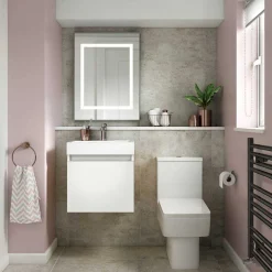 Minnie 500mm Wall Mounted 1 Door Vanity Unit & Polymarble Basin - Gloss White