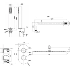Nina Concealed Shower Valve, Fixed Shower Head & Handset