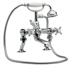 nuie Beaumont Luxury Cranked Deck Mounted Bath Mixer with Handset Kit