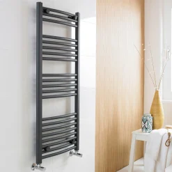 nuie Curved Anthracite Towel Rail - 1150mm x 500mm | 1689 BTU