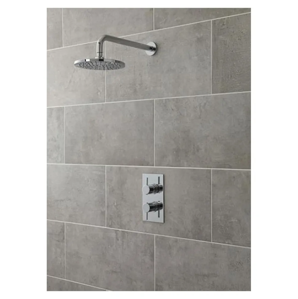 nuie Round Chrome Plated Fixed Shower Head - 200mm Diameter