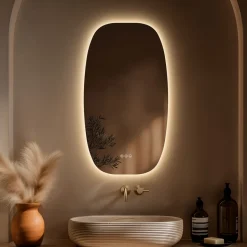 Origins Living Claris Barrel LED Illuminated Mirror with Demister Pad & Colour Change Lights - 500 x 900mm