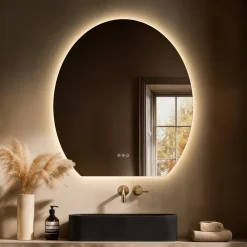Origins Living Claris Oval Cut LED Illuminated Mirror with Demister Pad & Colour Change Lights - 800 x 900mm