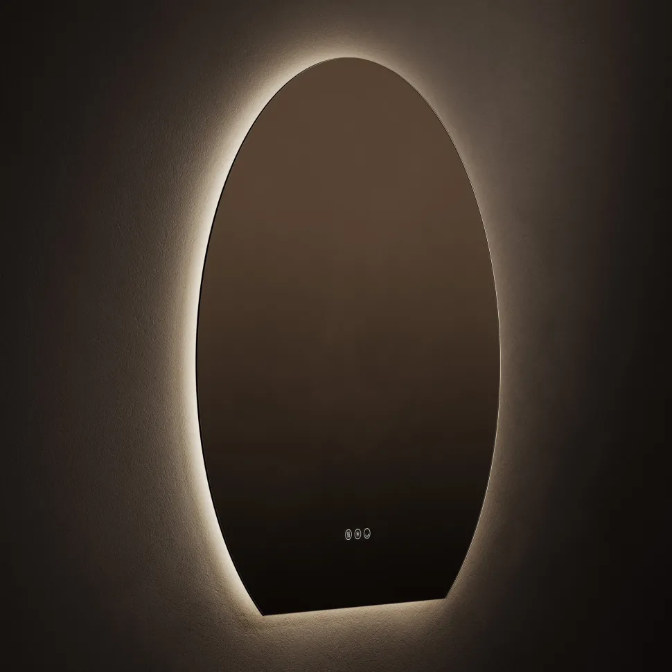 Origins Living Claris Oval Cut LED Illuminated Mirror with Demister Pad & Colour Change Lights - 800 x 900mm