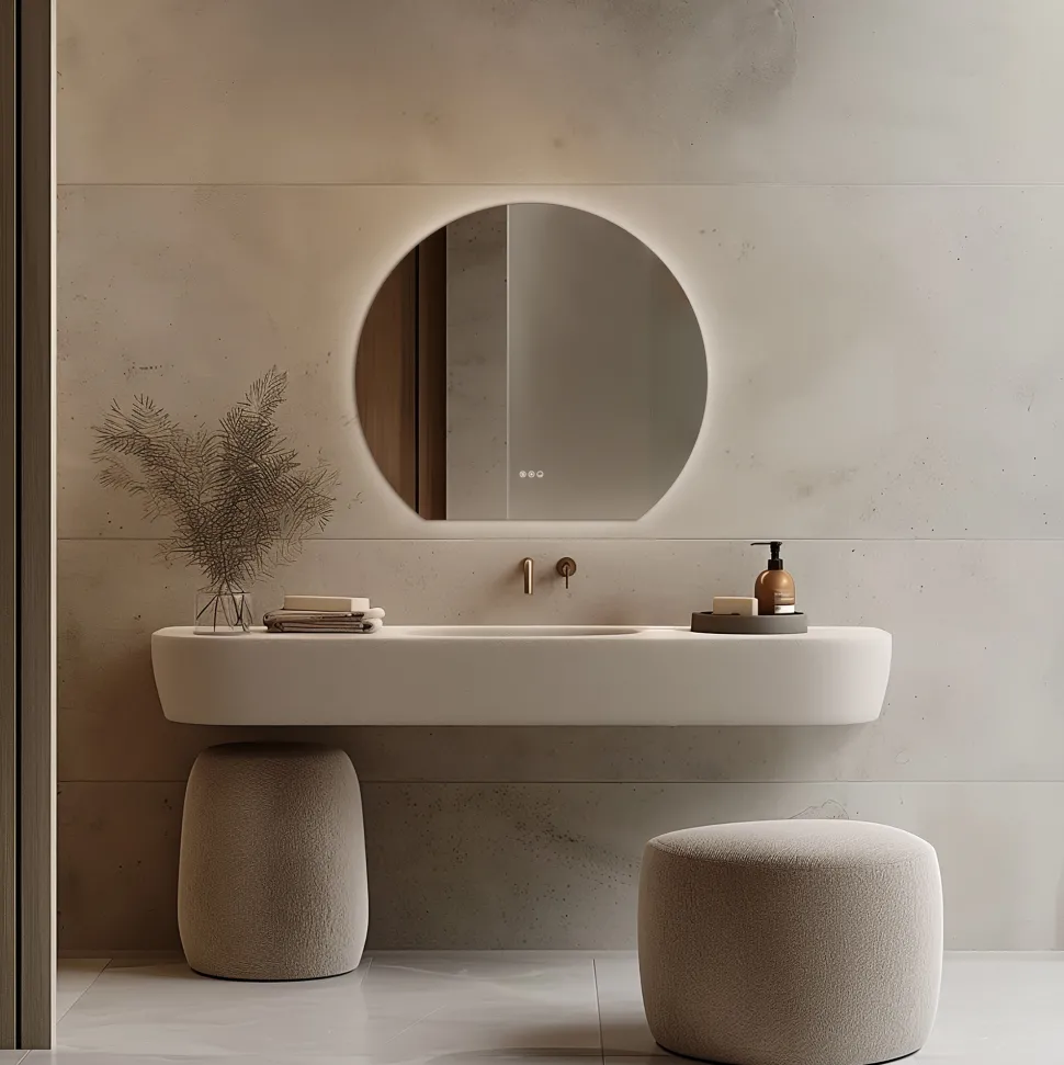 Origins Living Claris Round Cut LED Illuminated Mirror with Demister Pad & Colour Change Lights - 1000mm