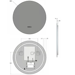 Origins Living Claris Round LED Illuminated Mirror with Demister Pad & Colour Change Lights