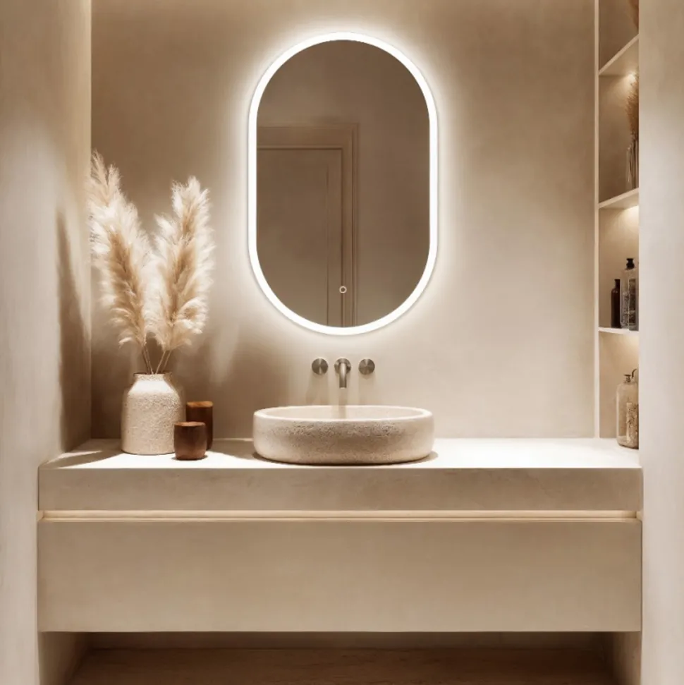 Origins Living Cleo Capsule LED Illuminated Mirror with Demister Pad - 500 x 800mm
