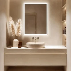 Origins Living Cleo Rectangular LED Illuminated Mirror with Demister Pad - 600 x 800mm