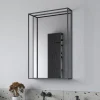 Origins Living Docklands Matt Black Framed Mirror with Shelf - 500 x 800mm