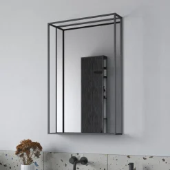 Origins Living Docklands Matt Black Framed Mirror with Shelf - 500 x 800mm