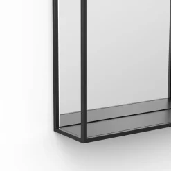 Origins Living Docklands Matt Black Framed Mirror with Shelf - 500 x 800mm
