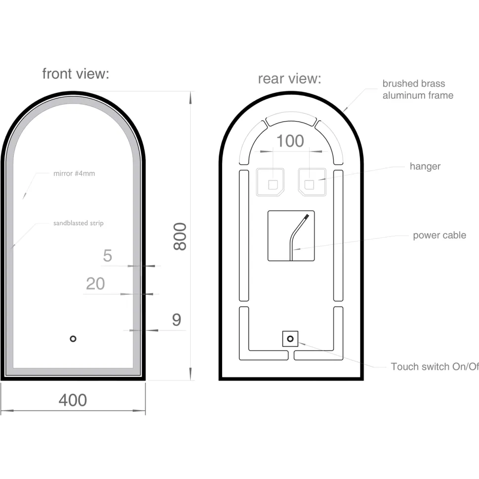 Origins Living Lomax Light Arched LED Illuminated Mirror with Demister Pad