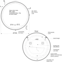 Origins Living Lomax Light Round Illuminated LED Mirror with Demister Pad - 700mm