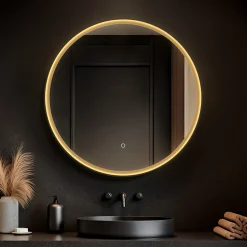 Origins Living Luxor Gold & Black Illuminated LED Mirror with Demister Pad - 800mm