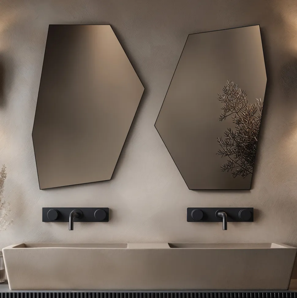 Origins Living Oslo Irregular Hexagon Matt Black Mirror - 550 x 800mm