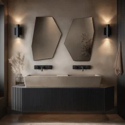 Origins Living Oslo Irregular Hexagon Matt Black Mirror - 550 x 800mm