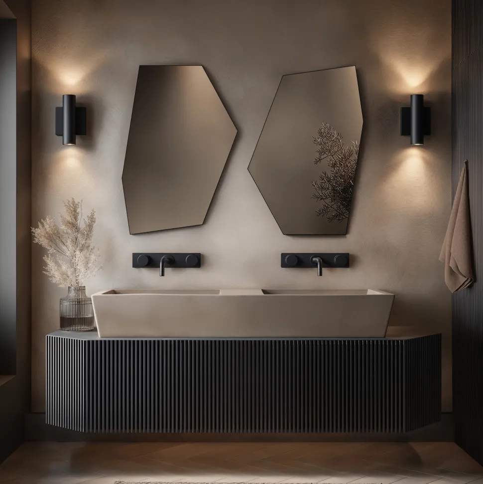 Origins Living Oslo Irregular Hexagon Matt Black Mirror - 550 x 800mm