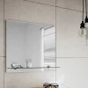 Origins Living Straight Edge Bathroom Mirror with Glass Shelf - 500 x 550mm