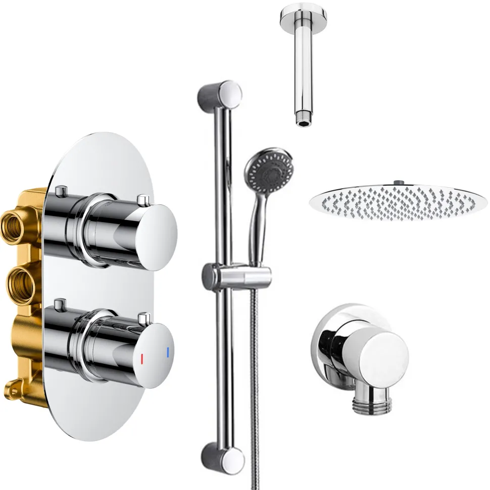 Orla Concealed Shower Valve, Fixed Head & Slide Rail Kit