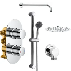 Orla Concealed Shower Valve, Fixed Head & Slide Rail Kit
