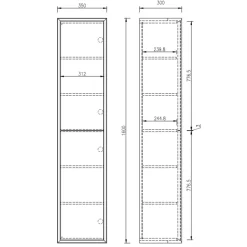 Oslo 1600mm Tall Wall Mounted Storage Unit