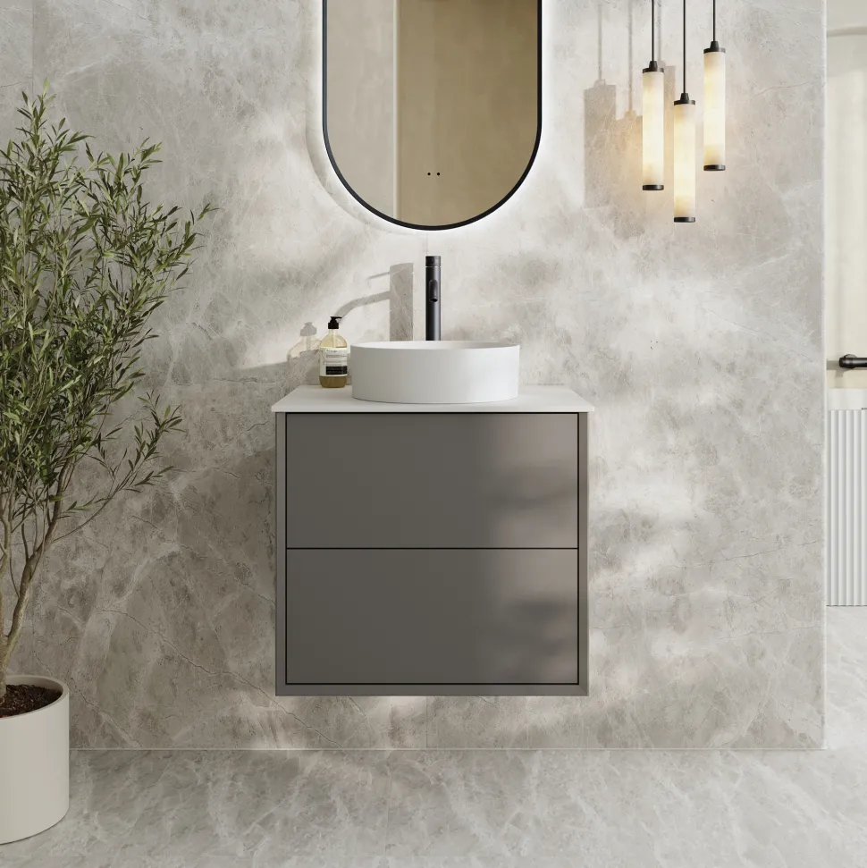 Oslo 600mm Wall Mounted Vanity Unit & Sintered Stone Countertop