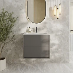 Oslo 600mm Wall Mounted Vanity Unit & Matt White Basin