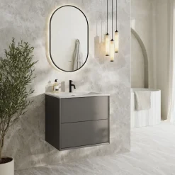 Oslo 600mm Wall Mounted Vanity Unit & Matt White Basin