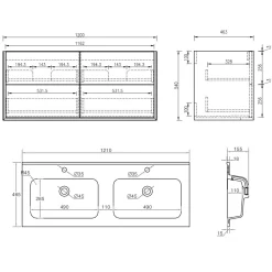 Oslo 1200mm Wall Mounted Vanity Unit & Matt White Basin