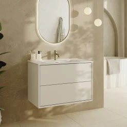 Oslo 800mm Wall Mounted Vanity Unit & Matt White Basin