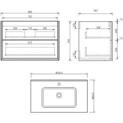 Oslo 800mm Wall Mounted Vanity Unit & Matt White Basin
