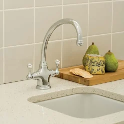 Perrin & Rowe Etruscan Twin Lever Monobloc Mixer with Swivel Spout
