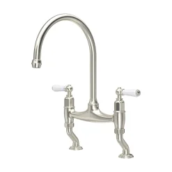 Perrin & Rowe Ionian 2 Hole Bridge Sink Mixer with Porcelain Levers