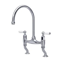 Perrin & Rowe Ionian 2 Hole Bridge Sink Mixer with Porcelain Levers