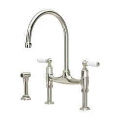 Perrin & Rowe Ionian Lever 2 Hole Bridge Sink Mixer with Pull-Out Hand Rinse