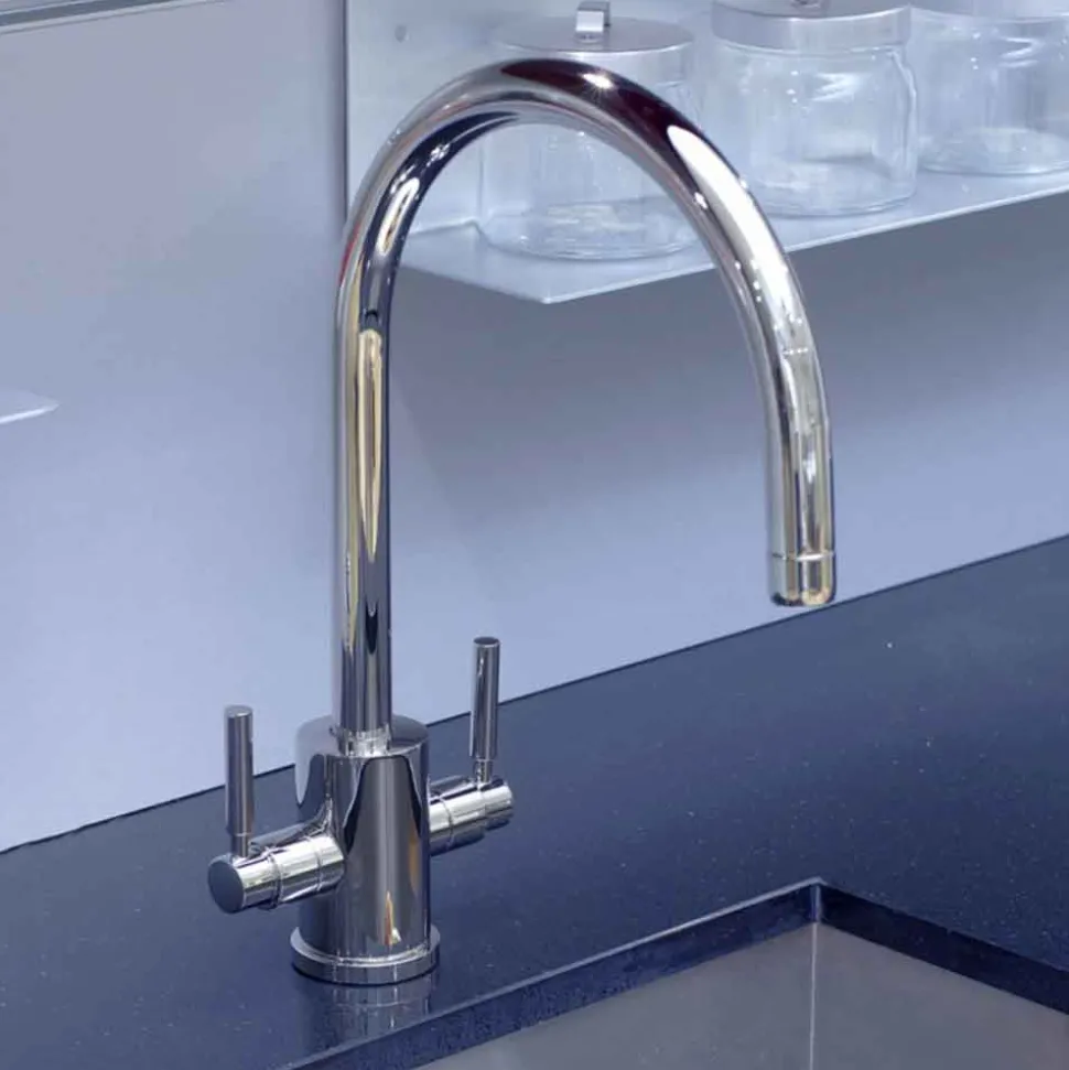 Perrin & Rowe Juliet Twin Lever Swivel 'C' Spout Mono Sink Mixer