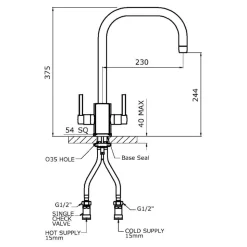 Perrin & Rowe Juliet Twin Lever Monobloc Mixer with Swivel 'U' Spout