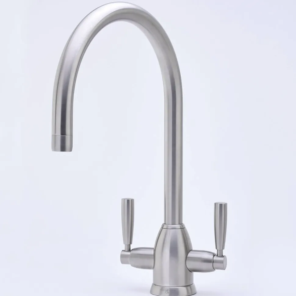 Perrin & Rowe Langbourn Twin Lever Swivel 'C' Spout Sink Mixer