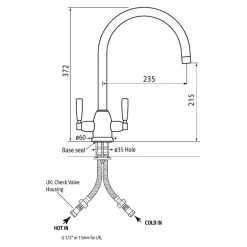 Perrin & Rowe Langbourn Twin Lever Swivel 'C' Spout Sink Mixer