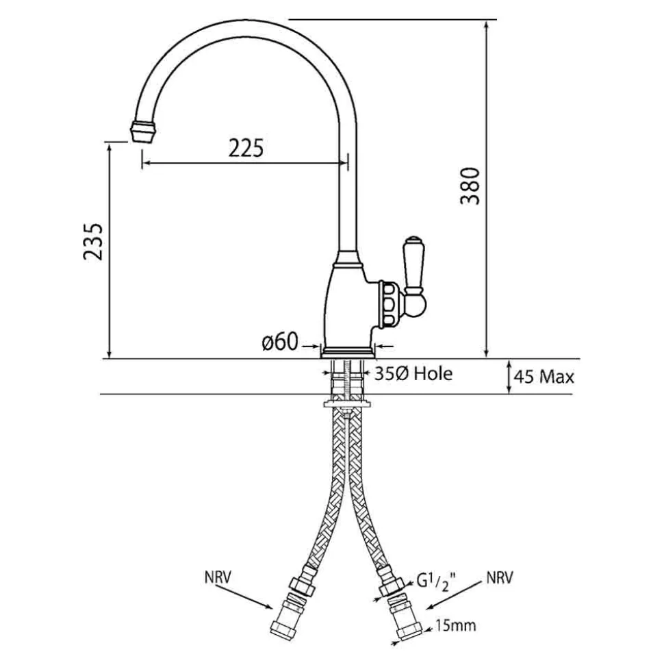 Perrin & Rowe Parthian Single Lever Monobloc Mixer with Swivel Spout