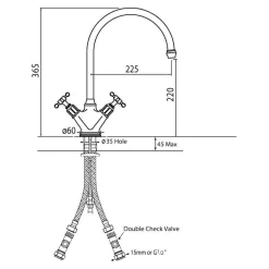 Perrin & Rowe Phoenician Twin Crosshead Monobloc Mixer with Swivel Spout