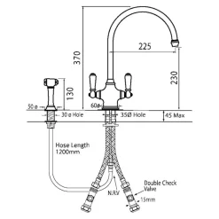 Perrin & Rowe Phoenician Twin Lever Monobloc Mixer with Side Rinse