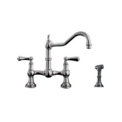 Perrin & Rowe Provence Bridge Kitchen Tap with Levers & Pull Out Faucet Hose