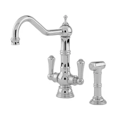 Perrin & Rowe Provence Twin Lever Mono Sink Mixer with Pull-Out Rinse