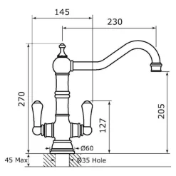 Perrin & Rowe Provence Twin Lever Monobloc Sink Mixer
