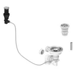 Polished Chrome Presto Automatic Waste Kit for Thomas Denby 1.5 Bowl Ceramic Kitchen Sinks